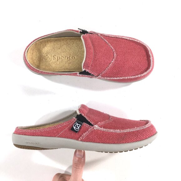 Spenco Siesta Slip On Mules Womens Size 8 Red Canvas Orthotic - Picture 1 of 9